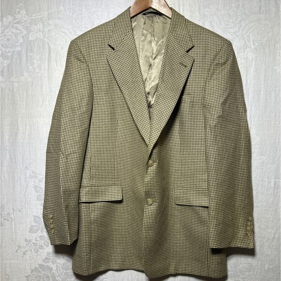 Burberry Other - Vintage Burberrry London Sport Coat 43R Brown Tan Houndstooth Suit